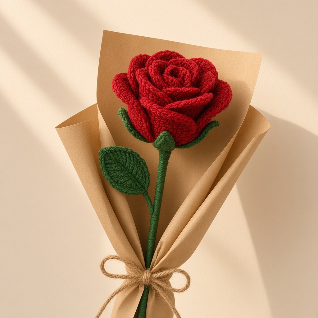 Handmade crochet Single Rose by Moss & Yarn, Bhubaneswar