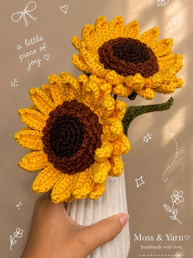 Crochet sunflower bouquet by Moss & Yarn, Bhubaneswar